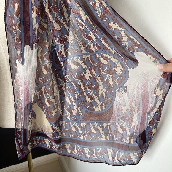 Brooks Brothers Deer Floral 100% Silk Scarf Rectangular Made in Italy Rare - Picture 3 of 12